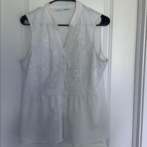 Dressy white button down tank top